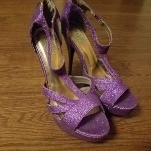 Purple glitter heels